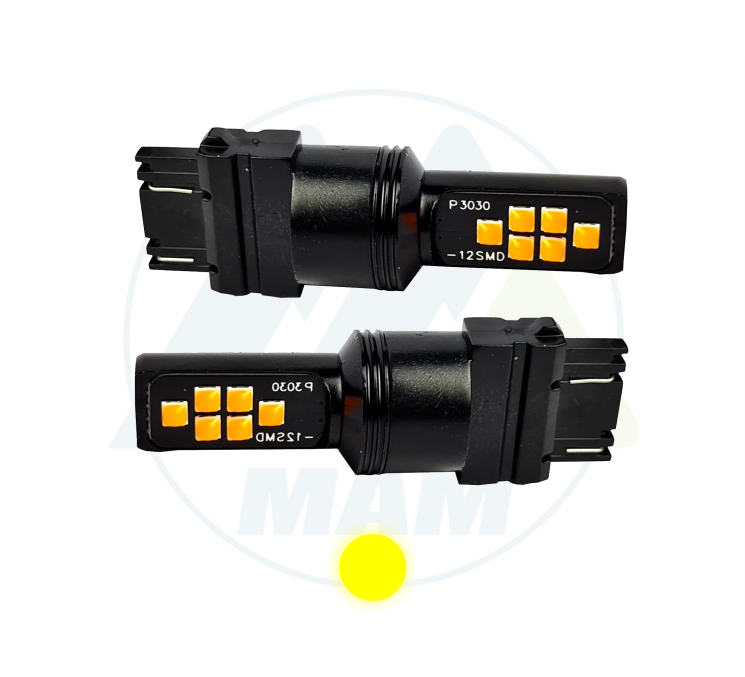 3157 12LED CAN-BUS AMARILLO FLASH 12-80V