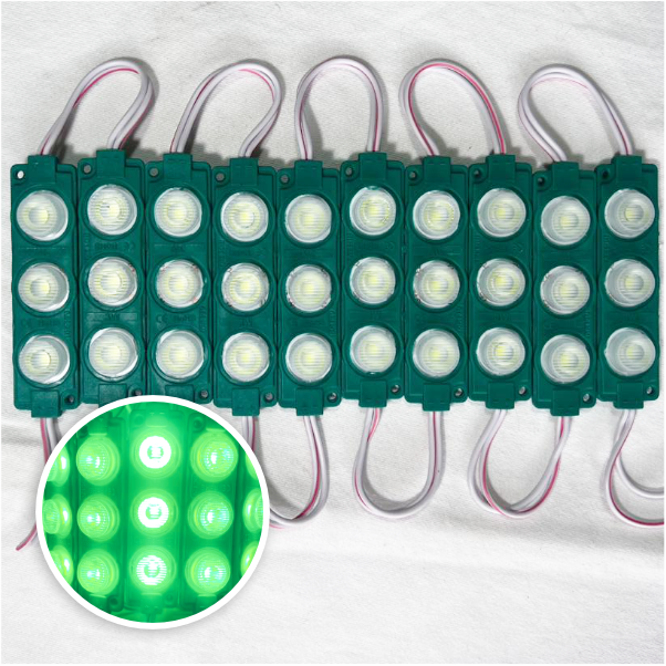 MODULO 3LED 7CM 3 WATTS 12V DC VERDE LIMON