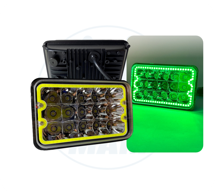 UNIDAD KENWORTH H4 BLANCO - BORDE VERDE TURQUESA 9-36V 45W