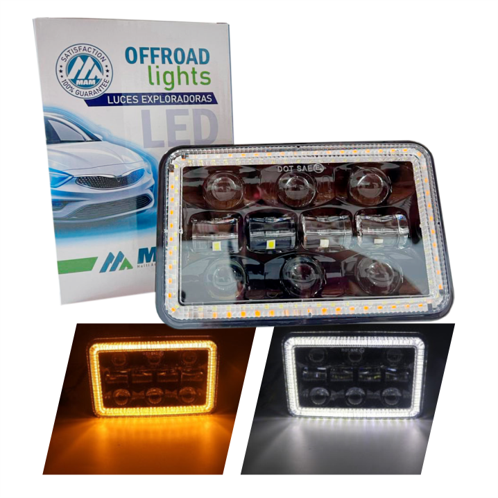 UNIDAD KENWORTH H4 LED BLANCO 9-36V 54W - IP67 DRL BLANCO-AMARILLO