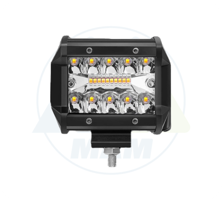 EXPLORADORA CUADRADA DUAL 20LED BLANCOAMARILLO + FIJO-FLASH 9-36V 60W