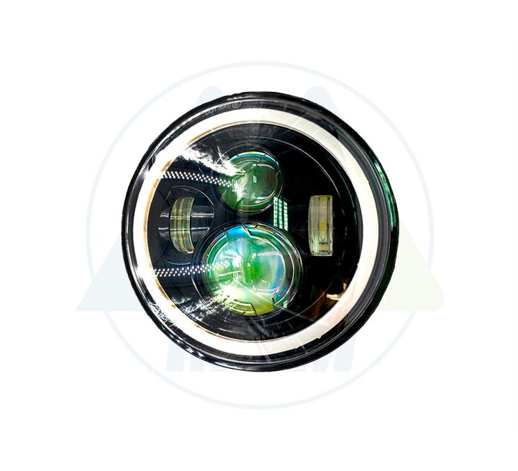 UNIDAD REDONDA H4 BLANCO + ARO AMARILLO 9-36V 40W