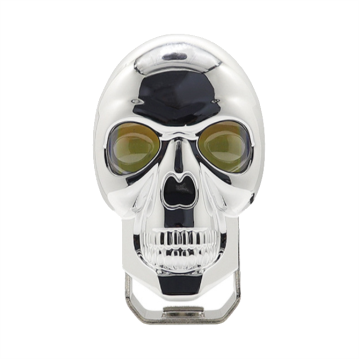 CALAVERA CROMADA 8 LED 65x95x55MM FIJO-FLASH BLANCOAMARILLO + RGB 9-80V 30W