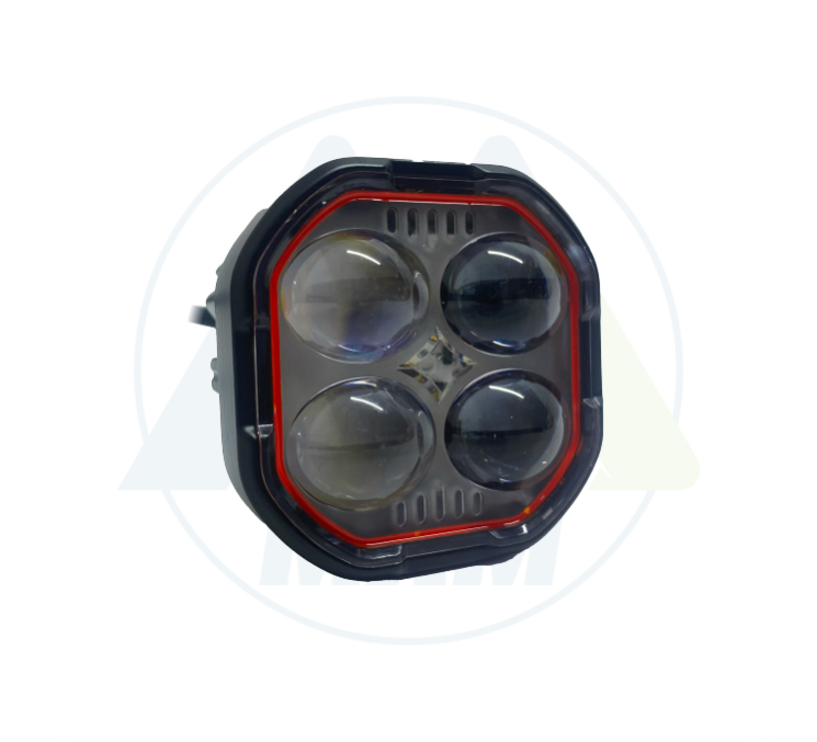 EXPLORADORA CUADRADA 4 LED BLANCOAMARILLO ALTA+BAJA FIJOFLASH + DRL AZUL 56.7*43*78MM 9-36V 40W