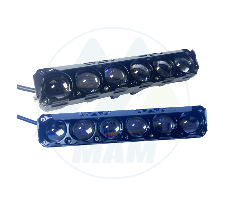 BARRA 6 LED BLANCOAMARILLO FIJO+FLASH + DRL AZUL 9-80V 60W