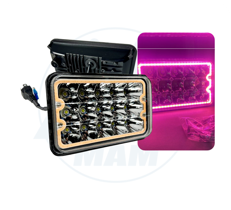 UNIDAD KENWORTH H4 BLANCA-BORDE FUCSIA 9-36V