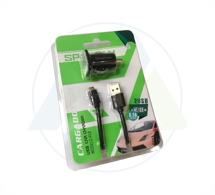 CARGADOR CARRO USB NEGRO-BLANCO 3.1A TIPO V8