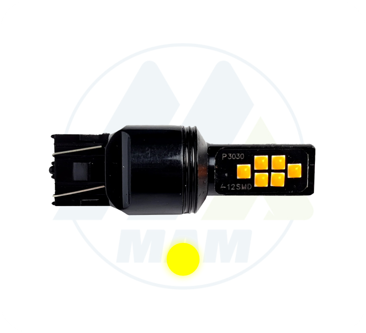 T20 12LED CAN-BUS AMARILLO FLASH 12-80V