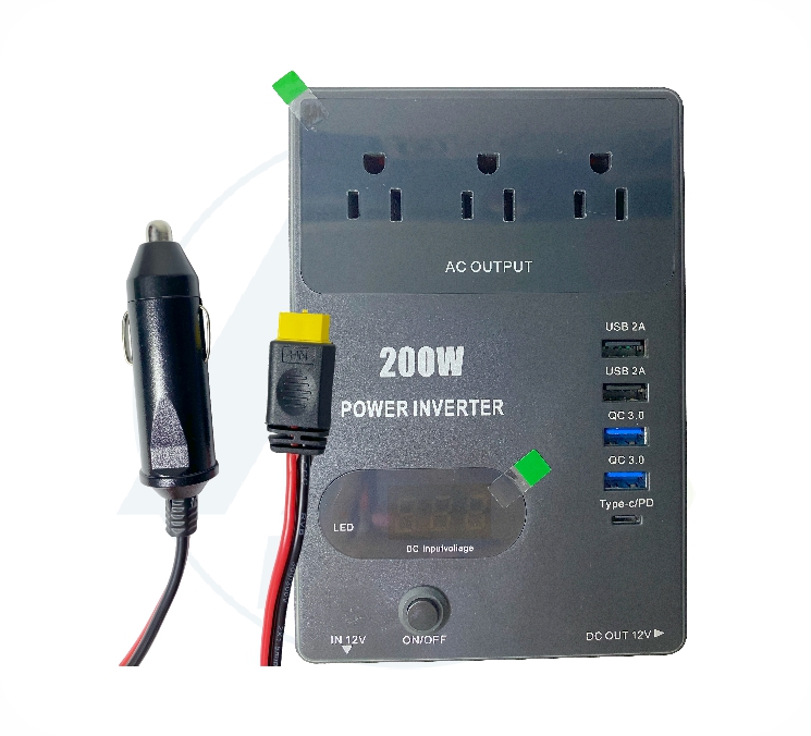 INVERSOR 12V -110V 60HZ CON TOMA CORRIENTE 200W